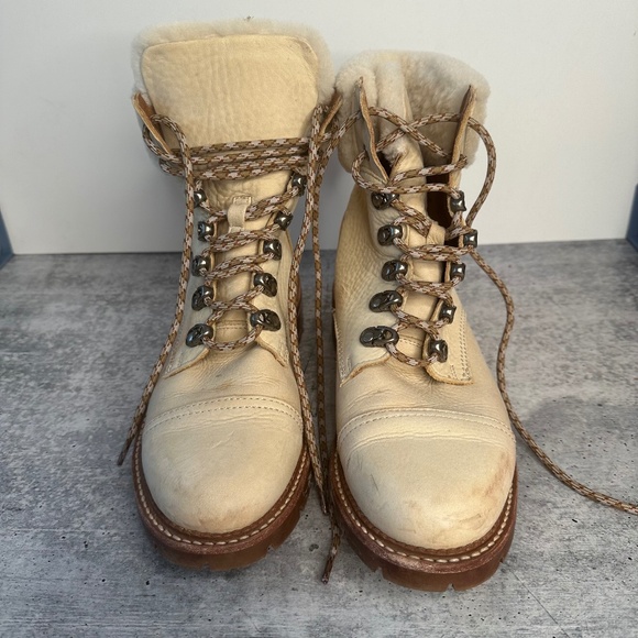Frye Leather Samantha Hiker Boot Ivory - Picture 1 of 6